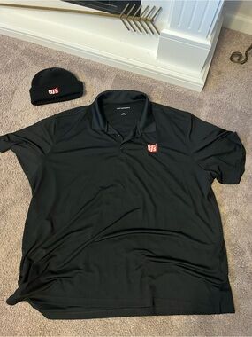 Port Authority Black Polo with Red Logo 5XL